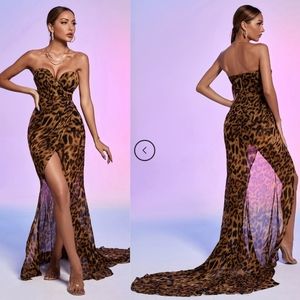 Nava Leopard Mesh Maxi Dress